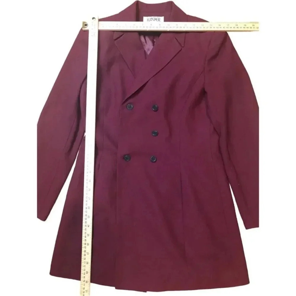 Kasper for ASL Double Breasted Coat Jacket Ss 6 - Picture 4 of 11